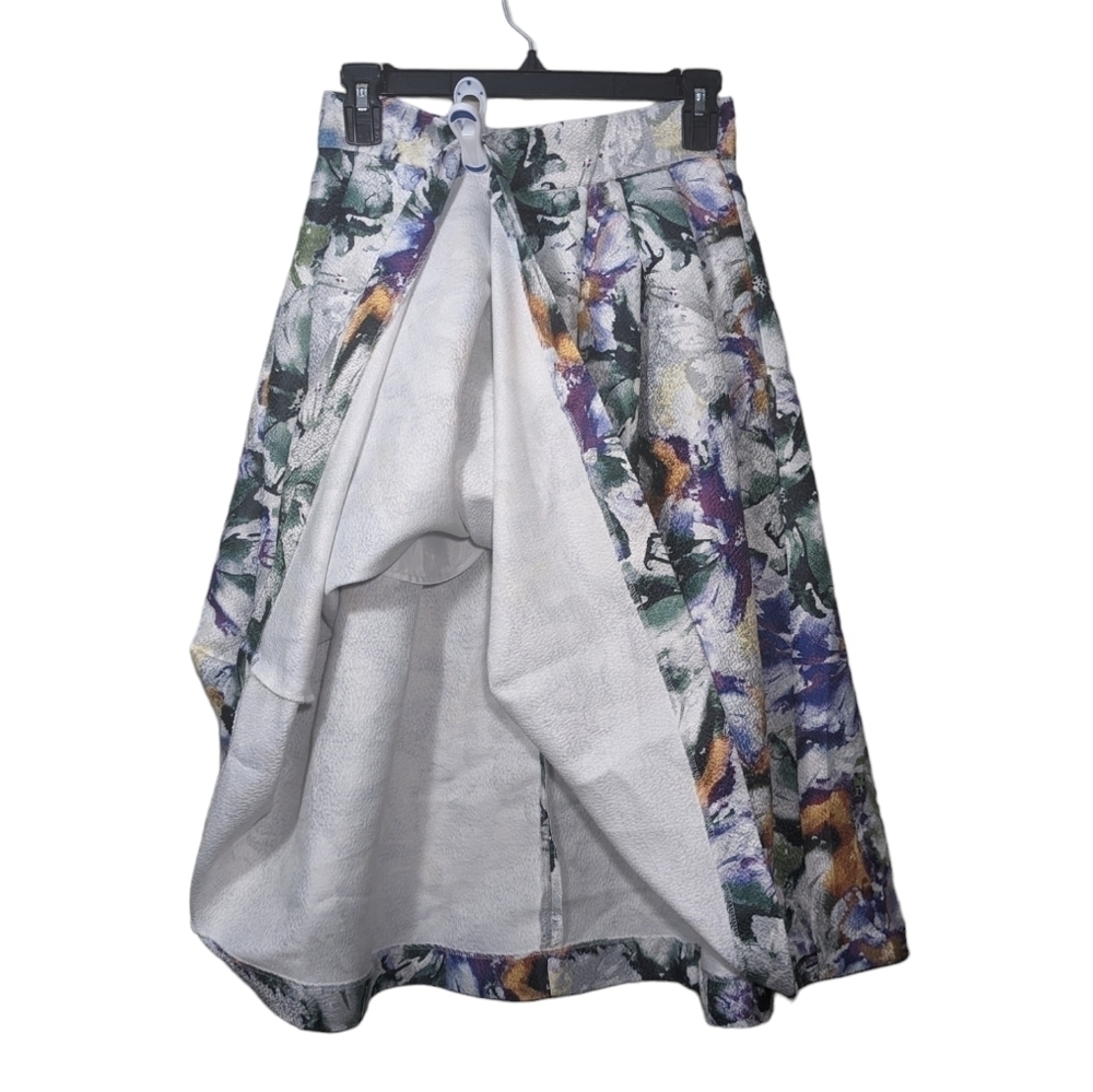 H&M Flowy Skirt 6 Bell Shaped Lovely Fall Zipper Floral Classy Calf Length - Picture 6 of 7